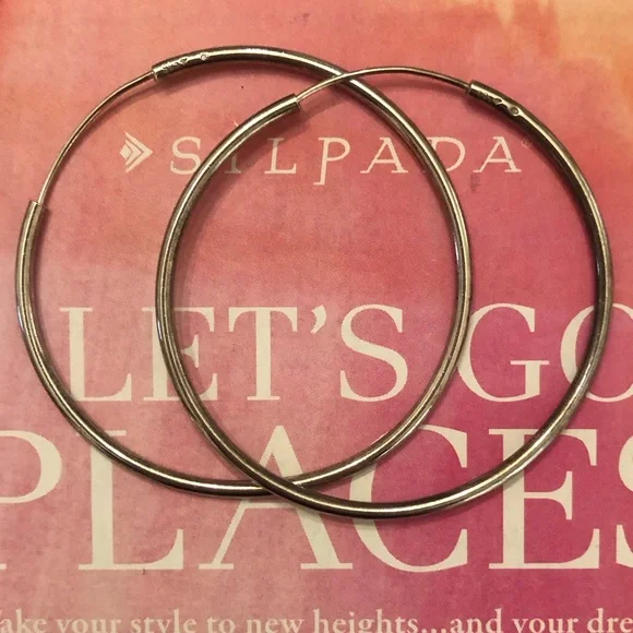 Rare Vintage Silpada Sterling Silver Flexible Endless Hoop Earrings P0696 - Picture 11 of 11